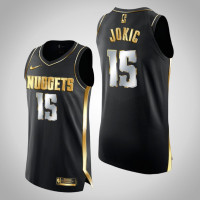 Men Denver Nuggets Nikola Jokic #15 Authentic Golden Limited Edition Black Jersey